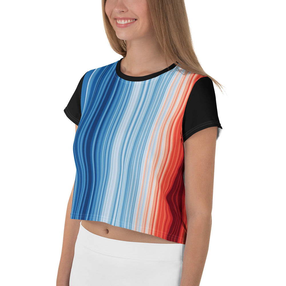 Warming Stripes | All-Over Print Crop Tee