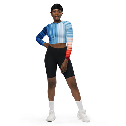 Warming Stripes | Recycled Long-Sleeve Crop Top