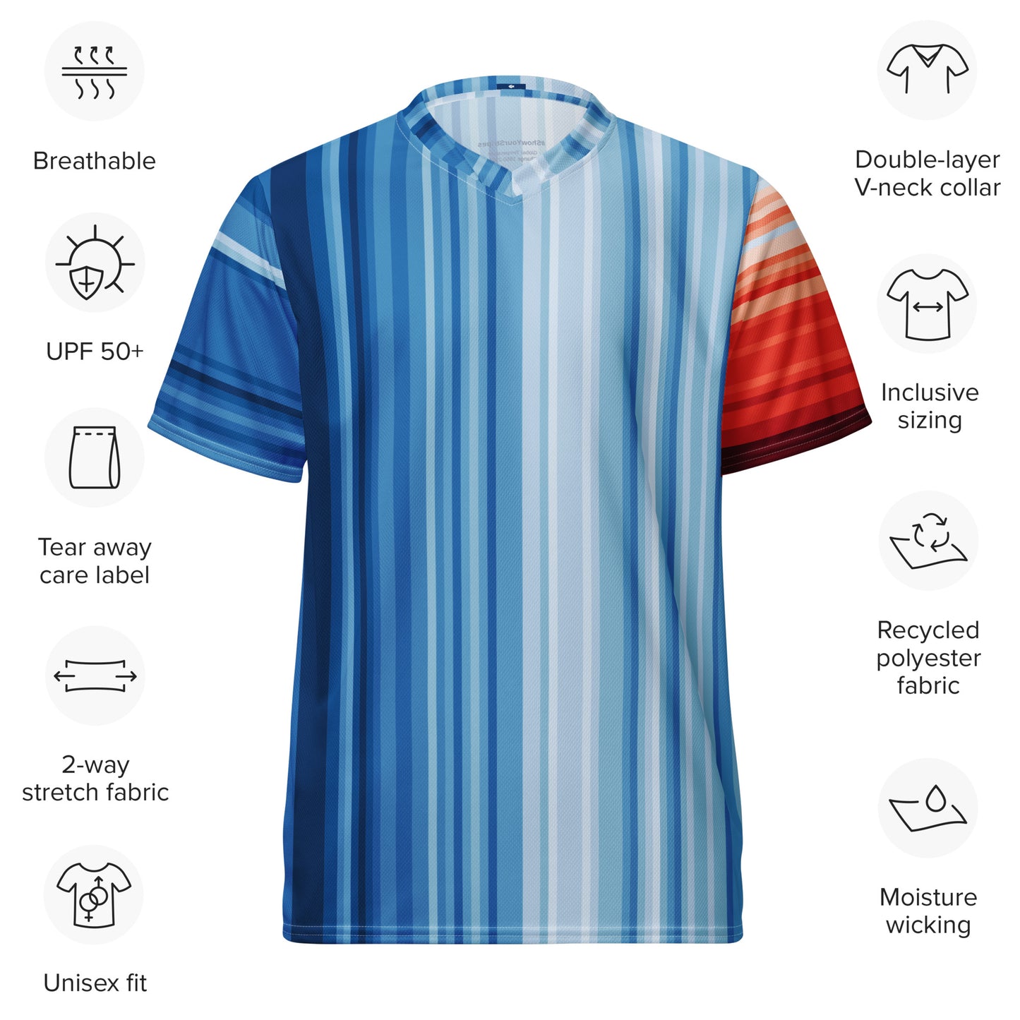 Warming Stripes | Recycled Unisex Sports Jersey