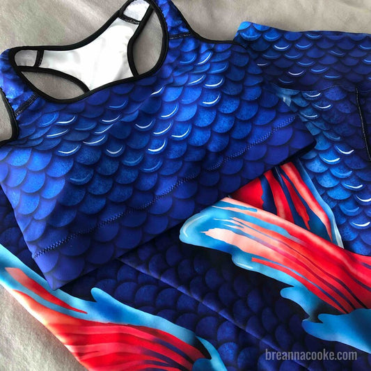 Betta Fish Scales | Padded Sports Bra | Blue