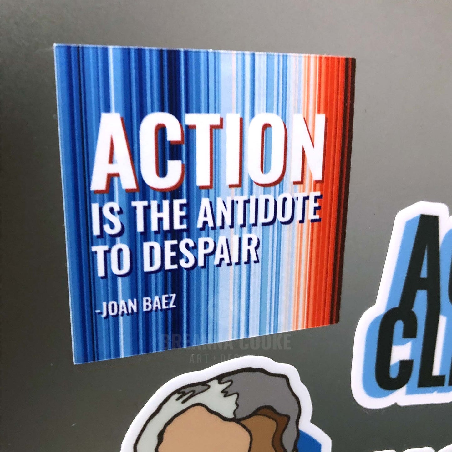 Action is the Antidote to Despair Quote | Global Warming Stripes | Sticker | 2 x 2 in.