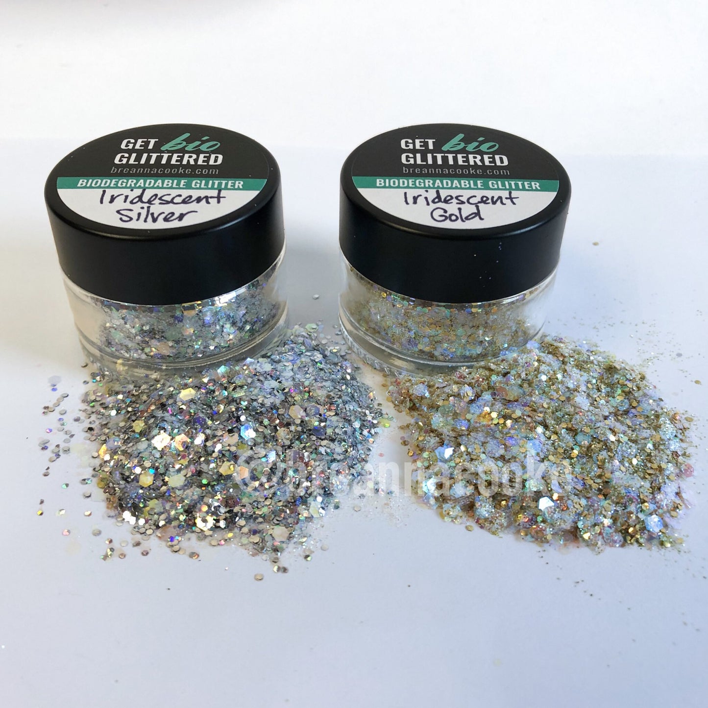 Biodegradable Glitter for Face and Body Painting, Festivals | 6g | Glass Jar | Iridescent Gold or Iridescent Silver Mix