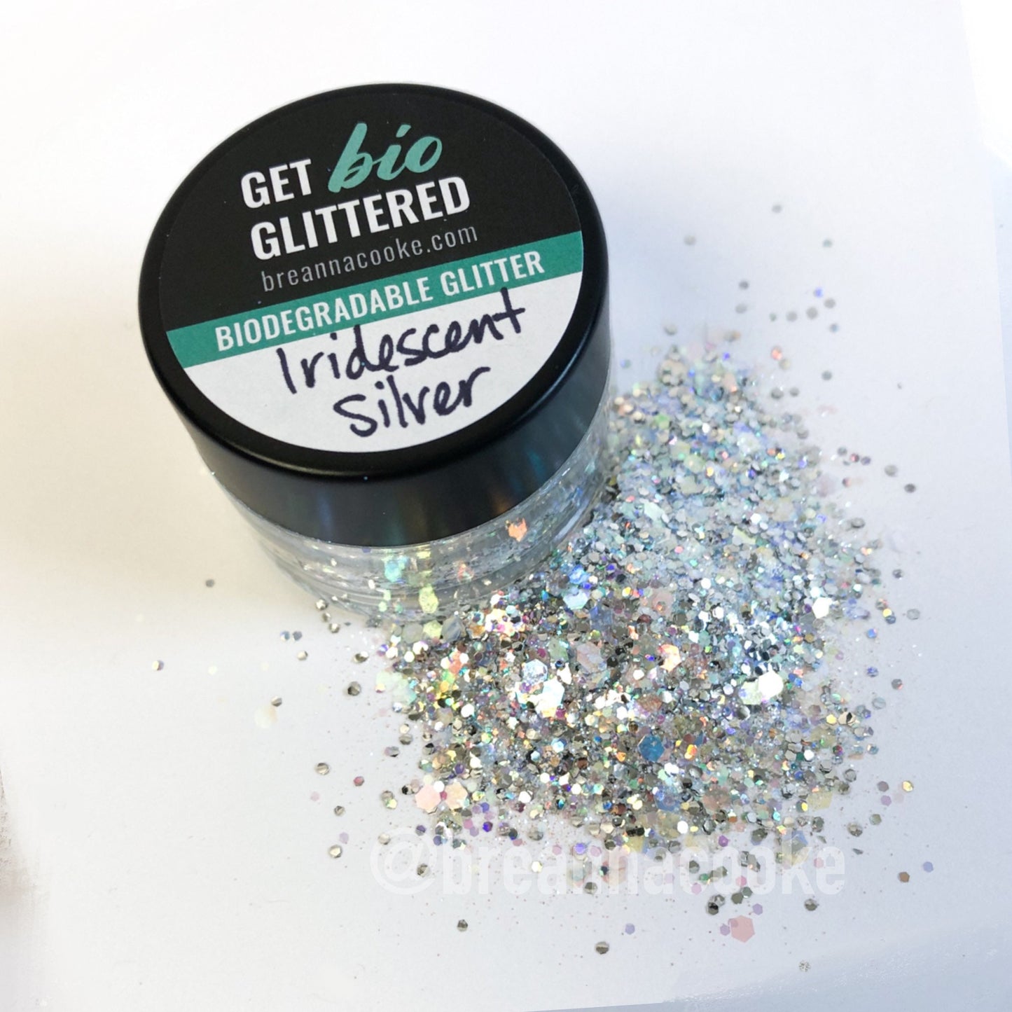 Biodegradable Glitter for Face and Body Painting, Festivals | 6g | Glass Jar | Iridescent Gold or Iridescent Silver Mix