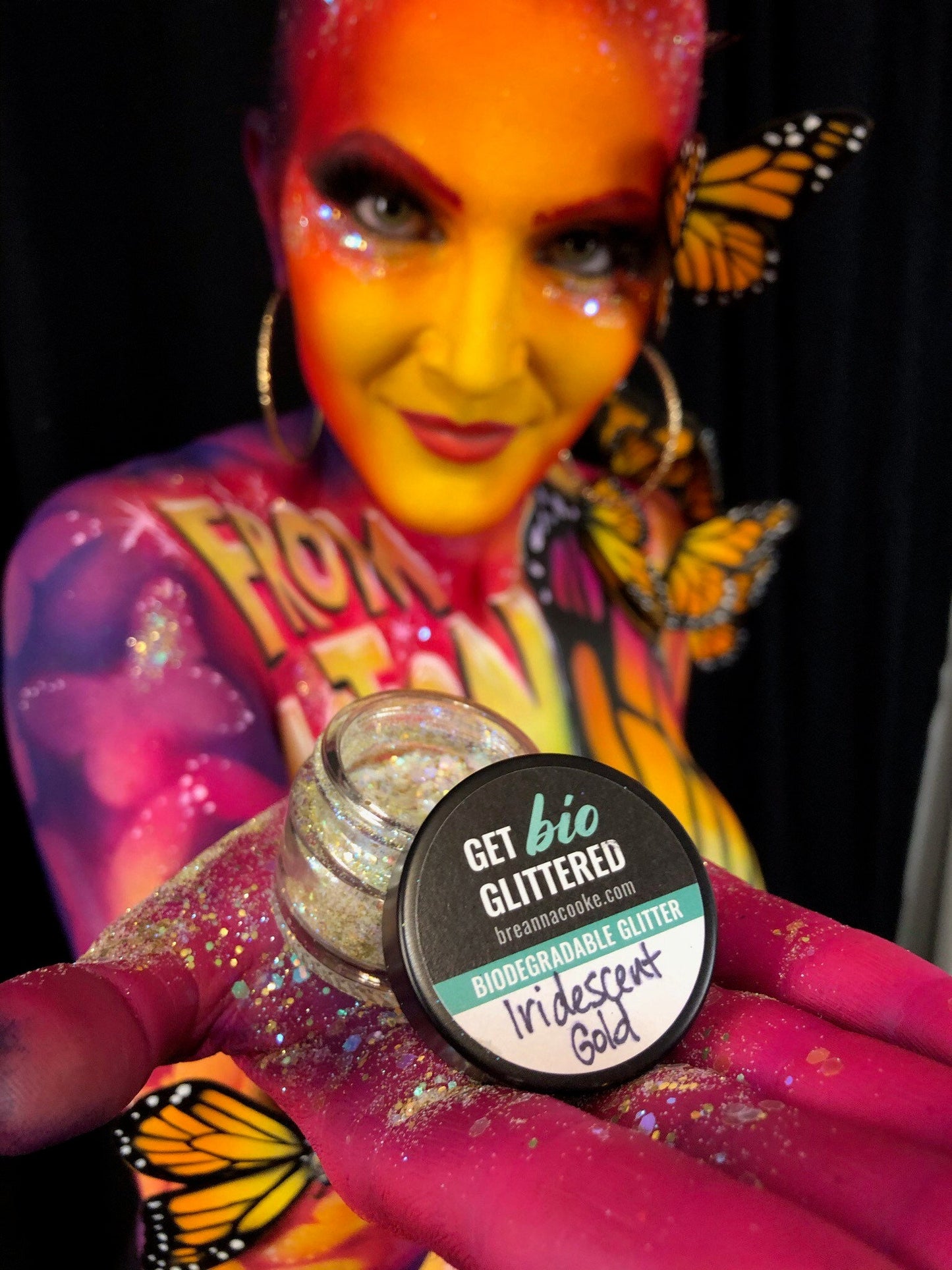 Biodegradable Glitter for Face and Body Painting, Festivals | 6g | Glass Jar | Iridescent Gold or Iridescent Silver Mix