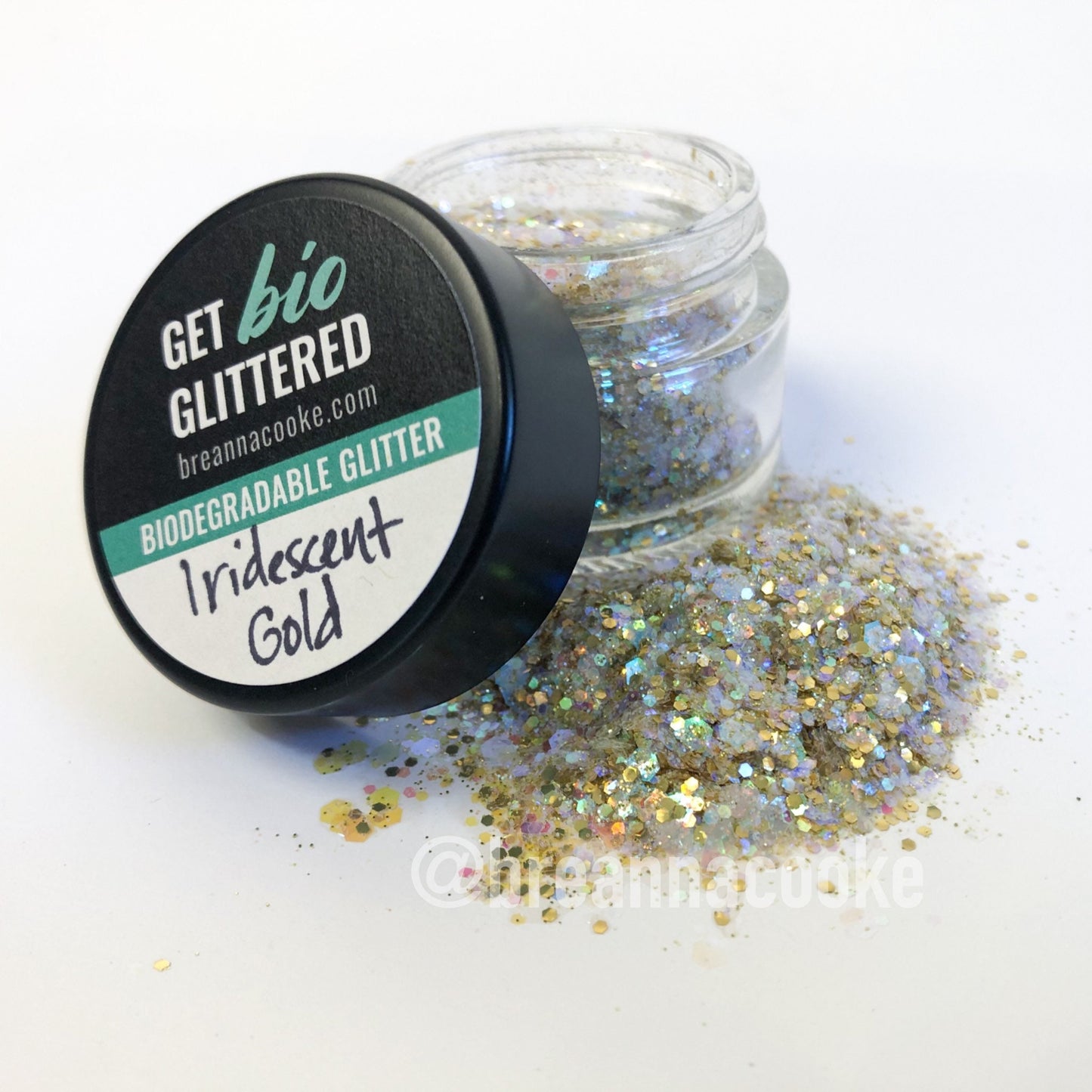 Biodegradable Glitter for Face and Body Painting, Festivals | 6g | Glass Jar | Iridescent Gold or Iridescent Silver Mix