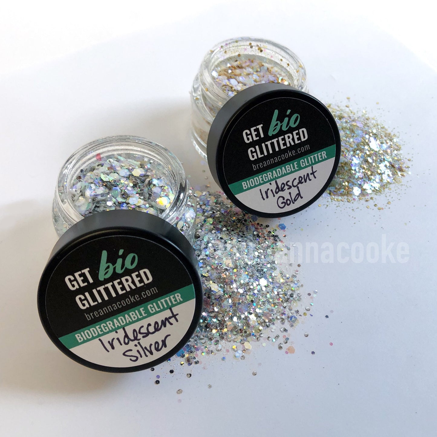 Biodegradable Glitter for Face and Body Painting, Festivals | 6g | Glass Jar | Iridescent Gold or Iridescent Silver Mix