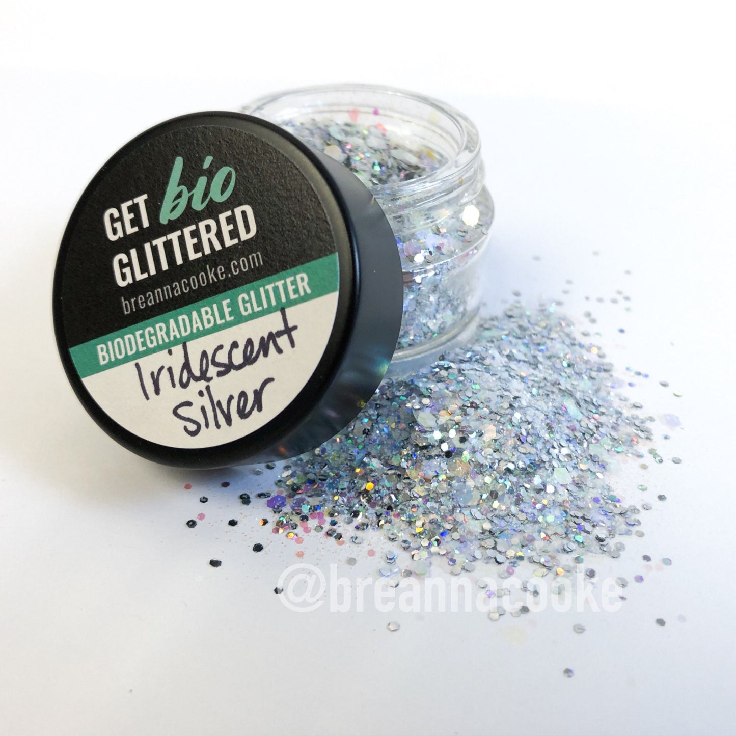Biodegradable Glitter for Face and Body Painting, Festivals | 6g | Glass Jar | Iridescent Gold or Iridescent Silver Mix