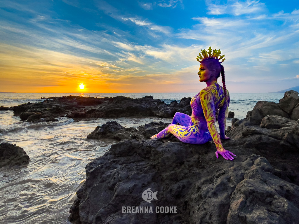 Coral reef body paint in Maui by Breanna Cooke