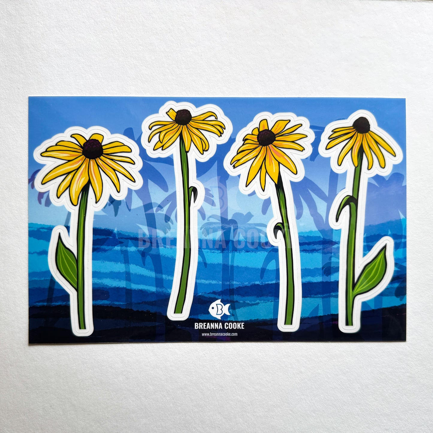 Black-Eyed Susan Wildflower | Clear Sticker Sheet | 4 Clear Stickers