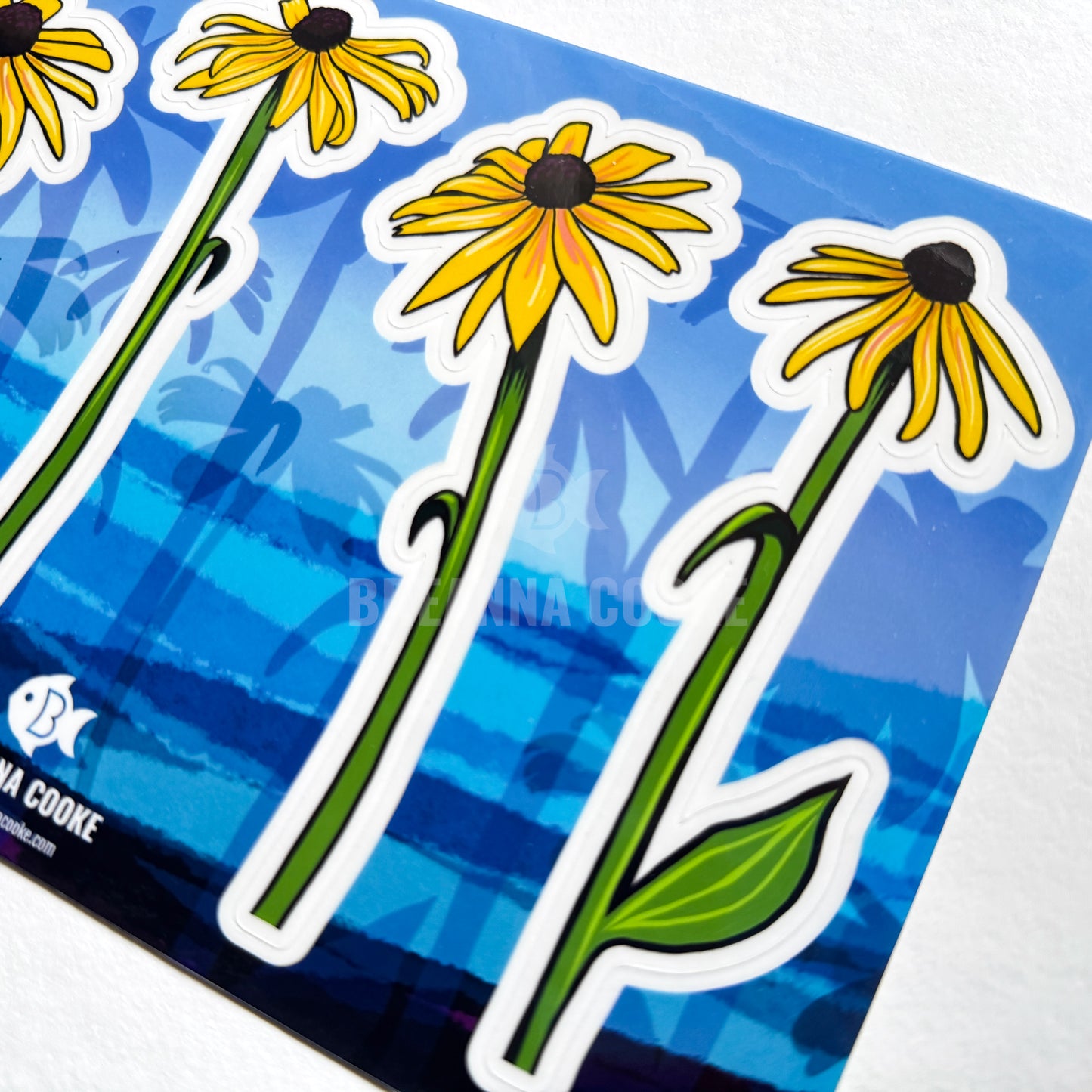 Black-Eyed Susan Wildflower | Clear Sticker Sheet | 4 Clear Stickers
