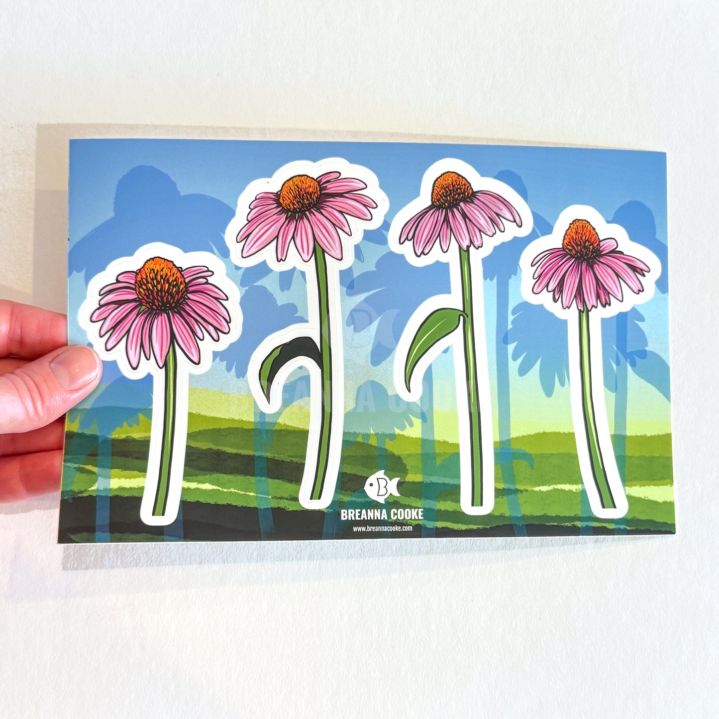 Purple Coneflower Clear Sticker Sheet | 4 Clear Stickers