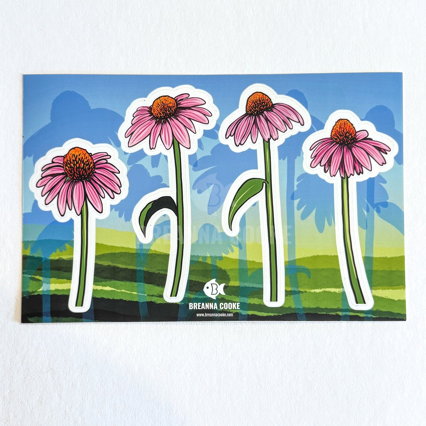 Purple Coneflower Clear Sticker Sheet | 4 Clear Stickers