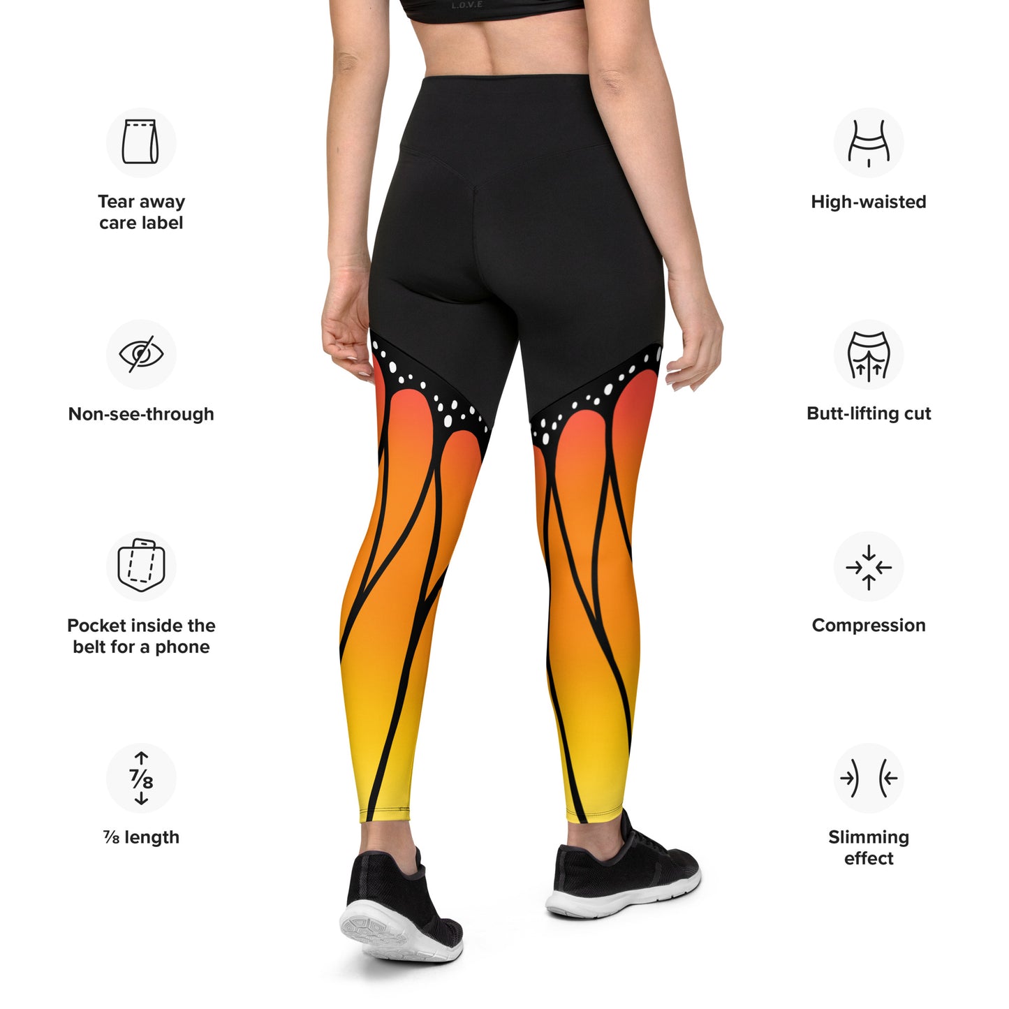 Monarch Butterfly | High Waist Compression Sport Leggings