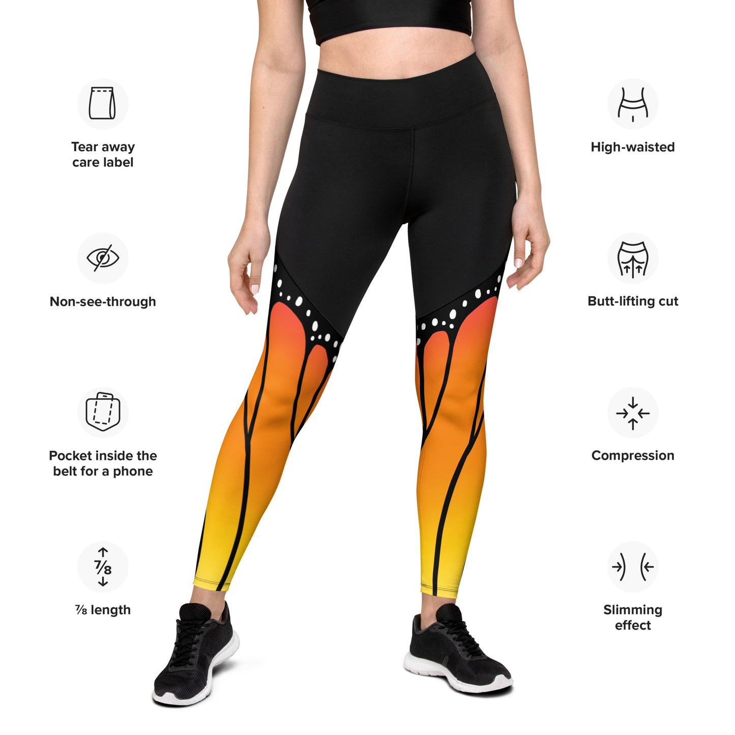 Monarch Butterfly | High Waist Compression Sport Leggings