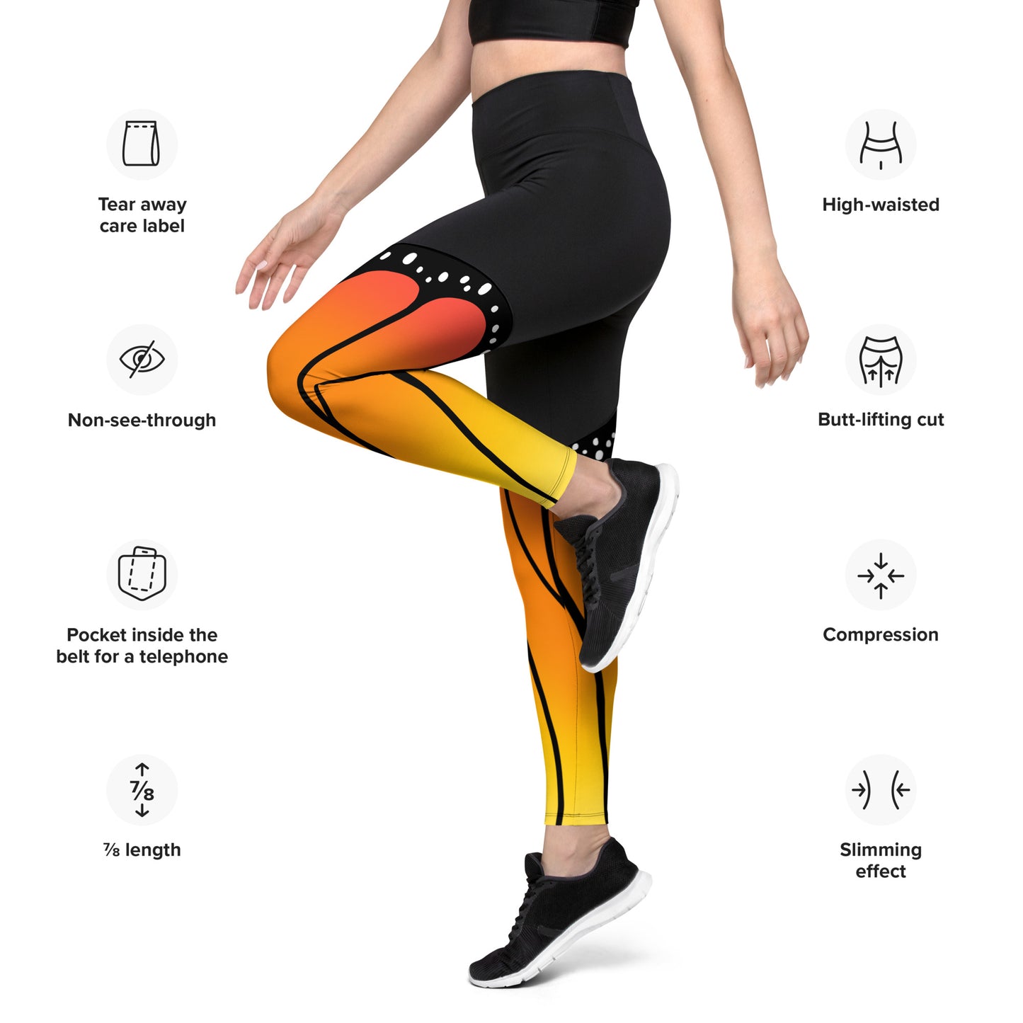 Monarch Butterfly | High Waist Compression Sport Leggings