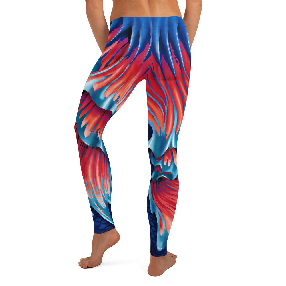 Betta Fish Tail | Leggings | Blue/Red