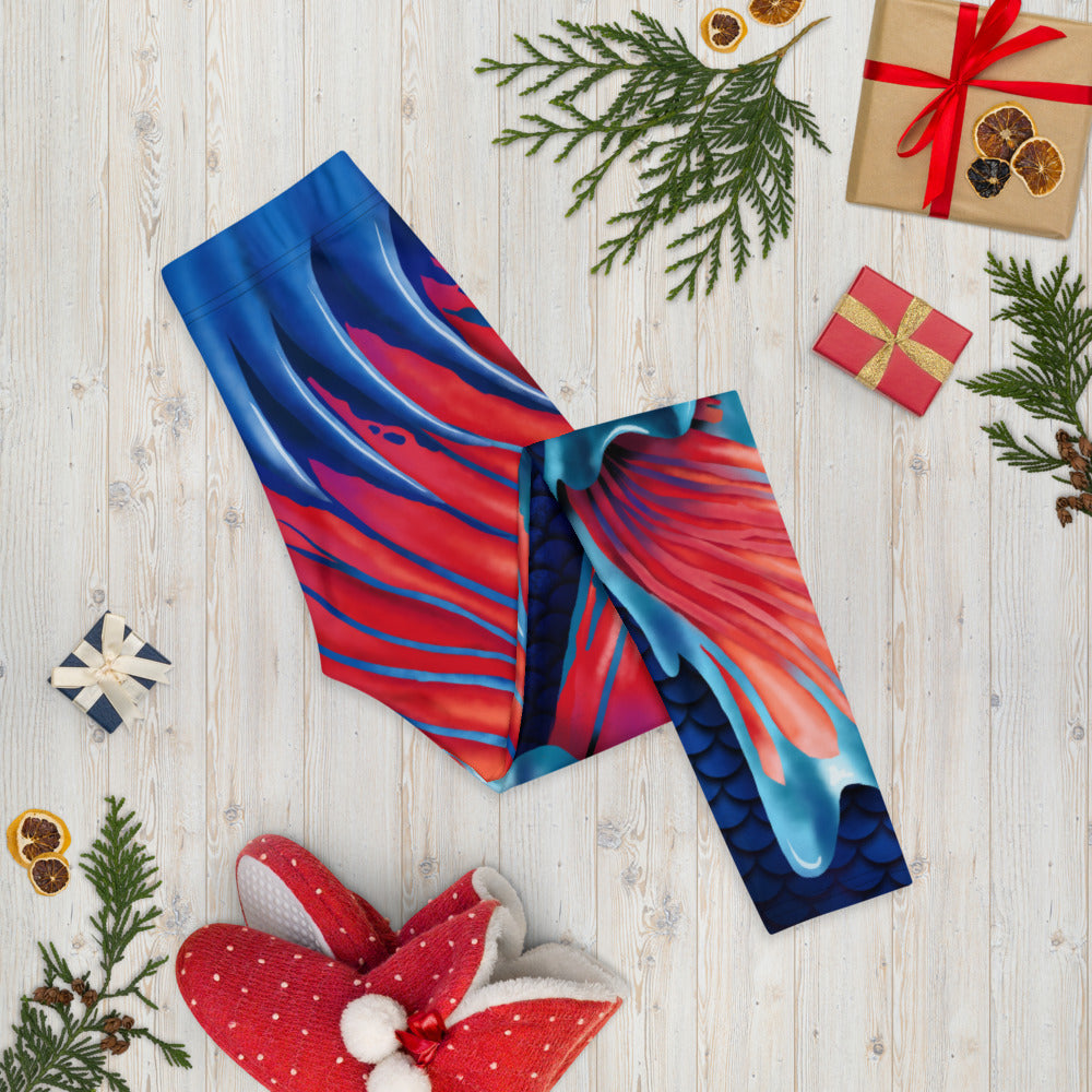 Betta Fish Tail | Leggings | Blue/Red