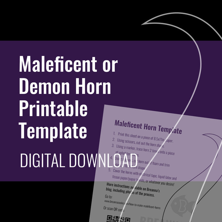 Maleficent or Demon Horn Printable Template | Digital Download ...