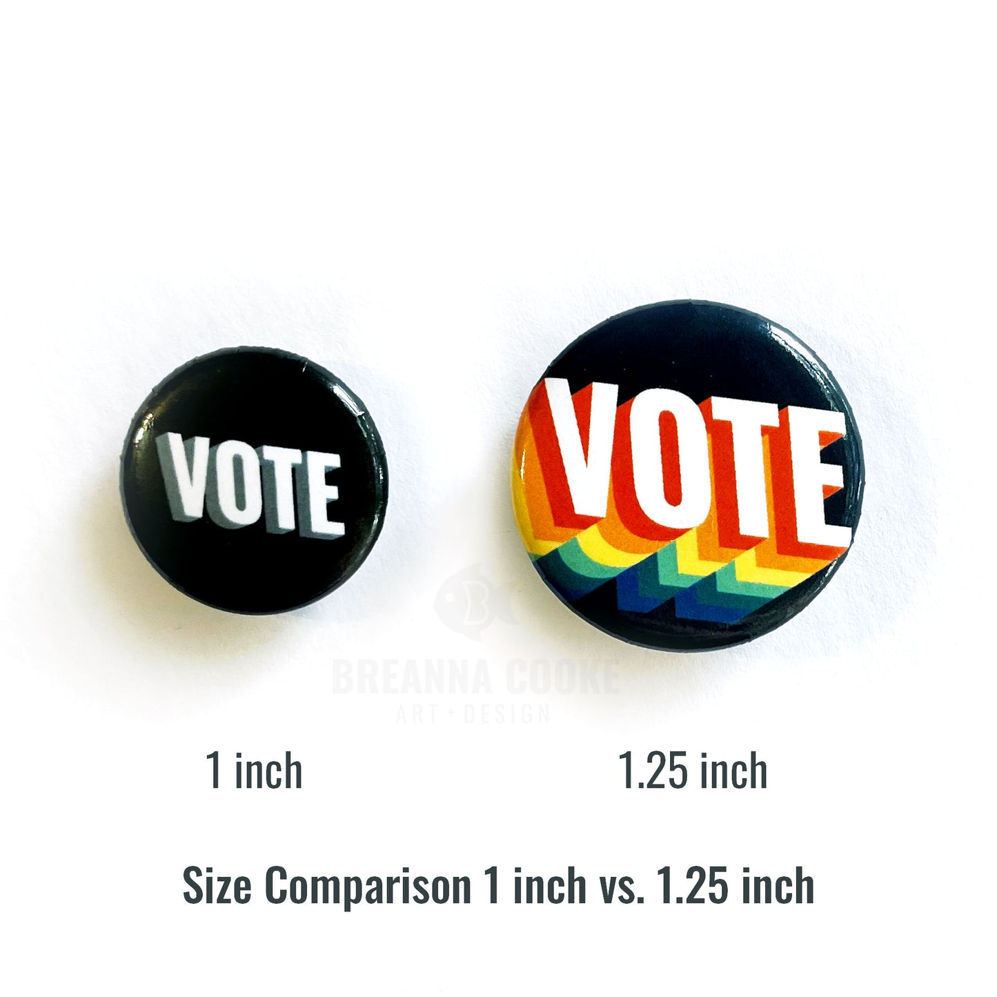 VOTE Retro Rainbow | Pin-Back Button | 1.25 in