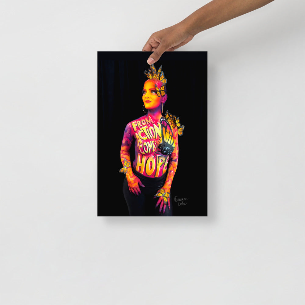 Monarch Butterfly Body Paint | Poster | Matte Paper | 8x10" 12x12" 12x16" 14x14" 12x18" 16x16" 16x20" 18x18" 18x12"