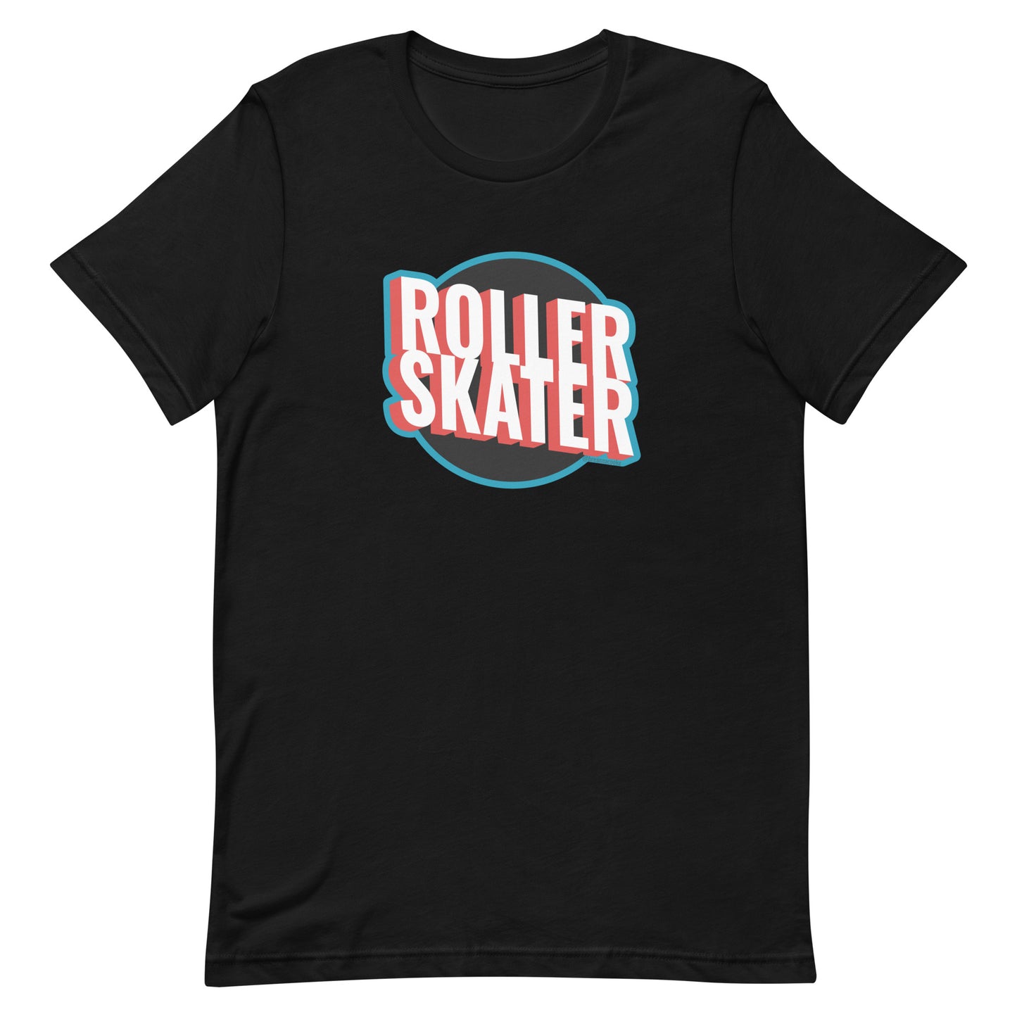 Black t-shirt with retro words "Roller Skater" in circle